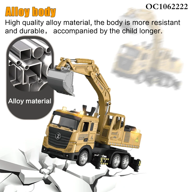 Simulation sound lighted up controlled excavator diecast toys mini cars and trucks for 12 years old kids for sale