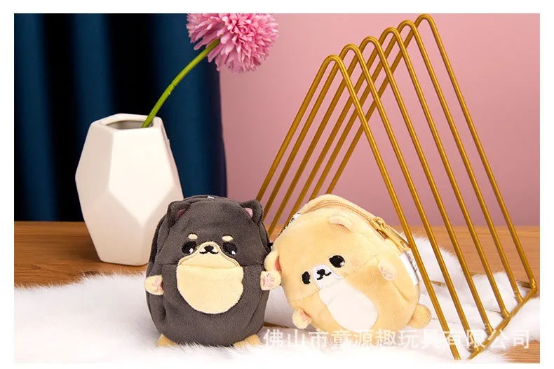 Factory Custom Class 9CM Mini Shiba Inu Plush Wallet Toy plush headphone bag For Crane Machine.