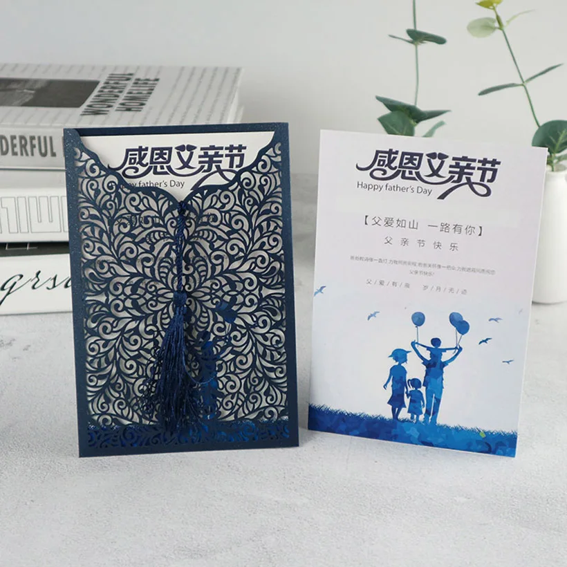 China factory laser cut 220 gsm eco-friendly custom birthday thank you greeting cards