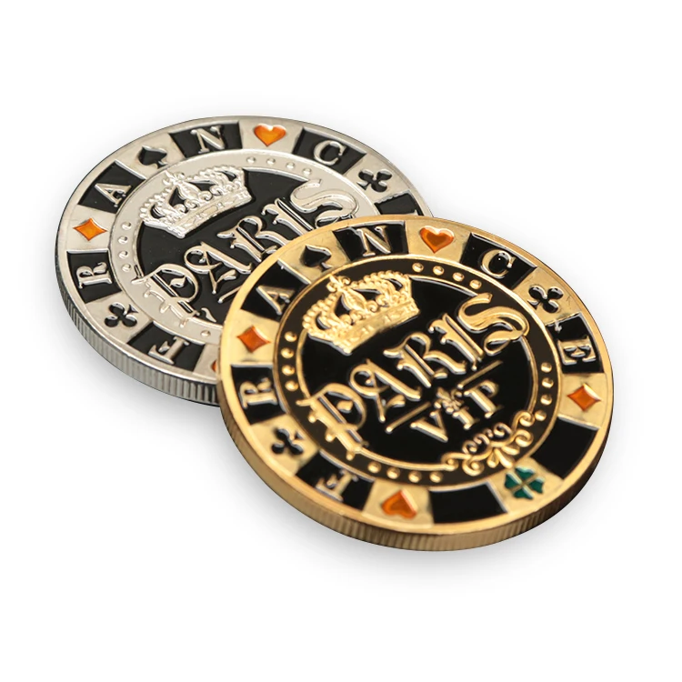 Новая Металлическая эмалированная позолоченная Посеребренная Железная Чипса 40 мм с логотипом на заказ