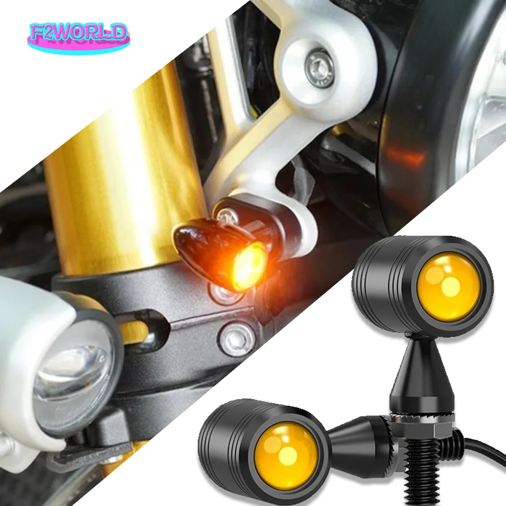 Universal Motorcycle Turn Signal Work Light Retro Mini LED Lamp Blinker Indicator Flashing Light