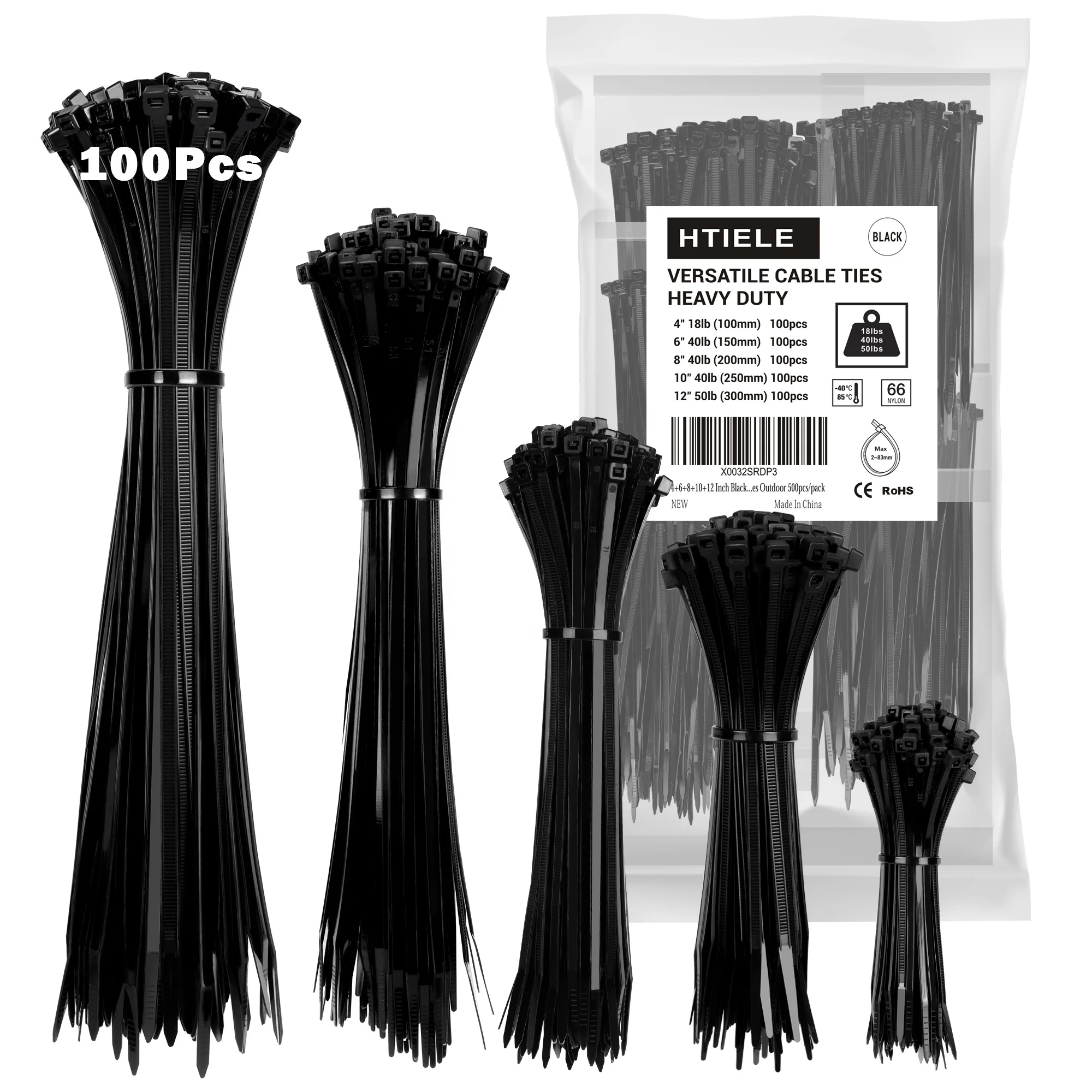 China factory nylon 66 pa 66 material cable tie plastic supplier cable clamp strap wraps 7.6*380mm zip ties