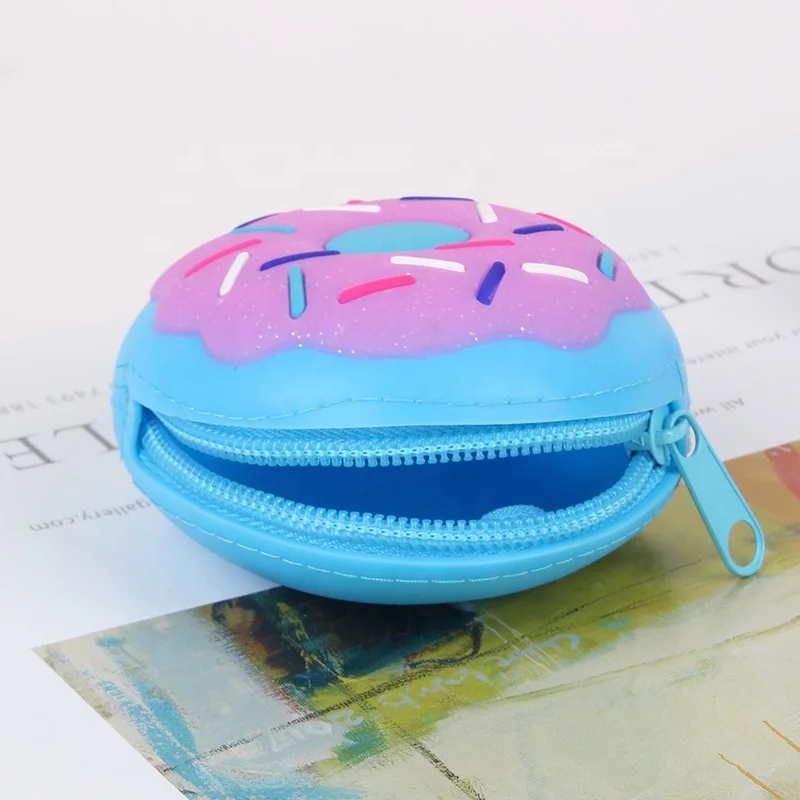 Novelty cute innovatve gift  jelly silicone donut shaped  zipper wallet  change pouch coin purse for kids girls children