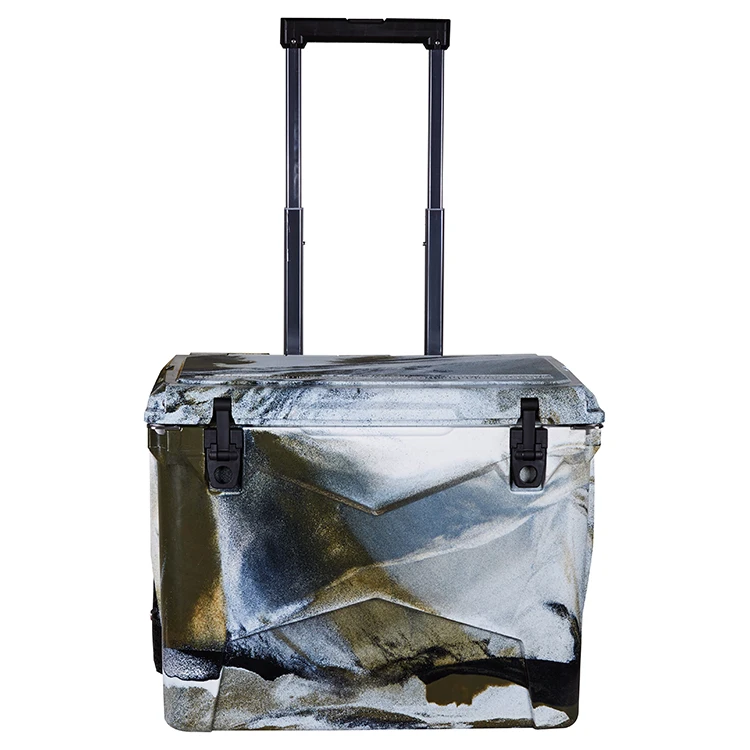 45QT heavy duty rotomolded cooler wheels large cooler box with luggage handle