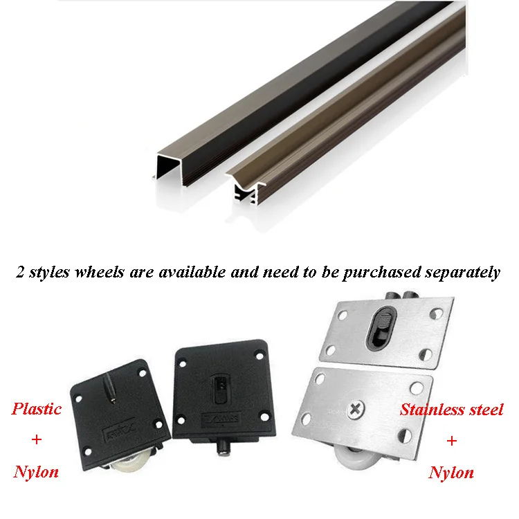New Aluminum Profile Hanging Sliding Door Roller Aluminum Sliding Wood Door Upper and Lower Track