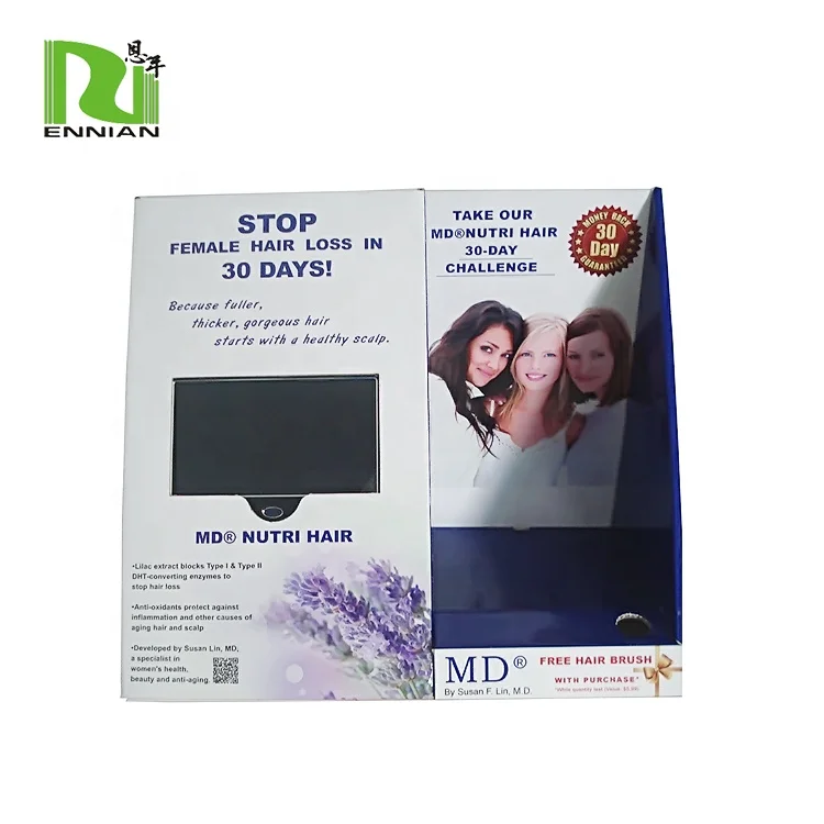 cardboard counter displays with LCD video player paper display cardboard pop display