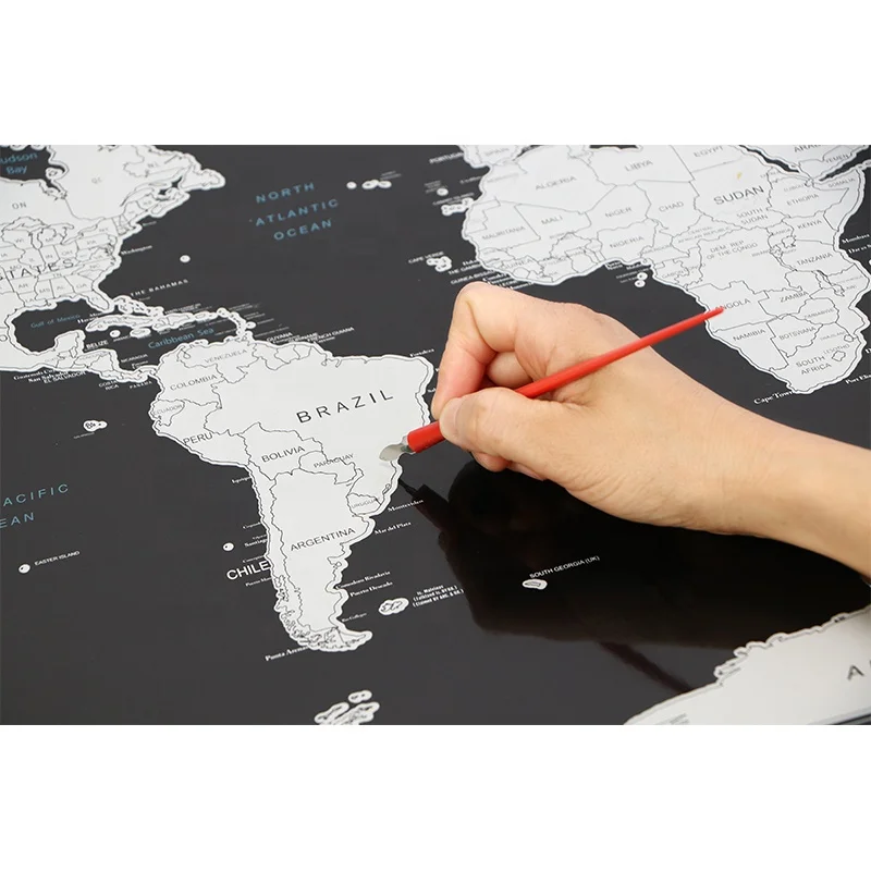 
Silver Foil extra Large poster scratch off map world For Traveling 