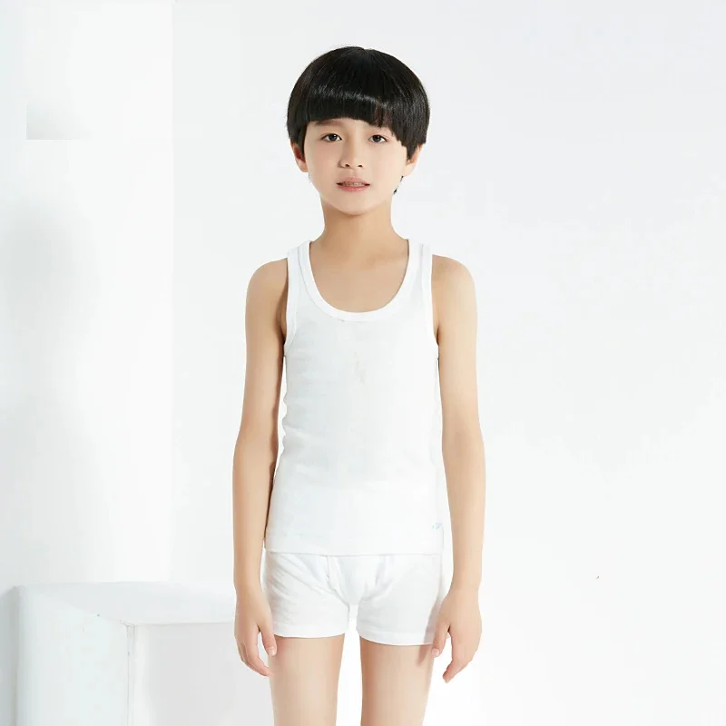 
Kids summer breathable clothing Solid color Boys tank top Cotton boys waistcoats Children kids 100% Cotton comfortable tank top 