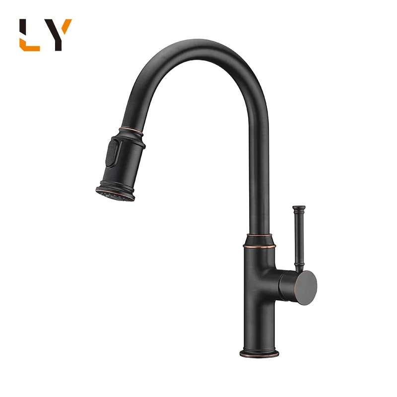 Economic Removable Chrome Black Tall Sprayer Sink Pullout Kitchen Faucet