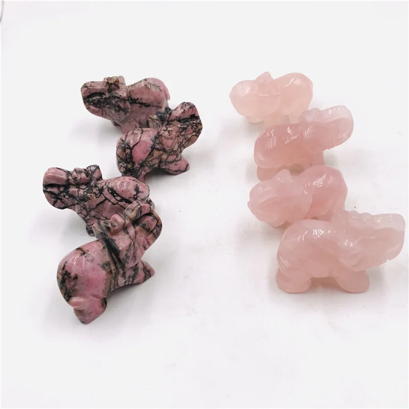 Hot sale crystal Carving Crafts rose quartz crystal elephant for gifts souvenir