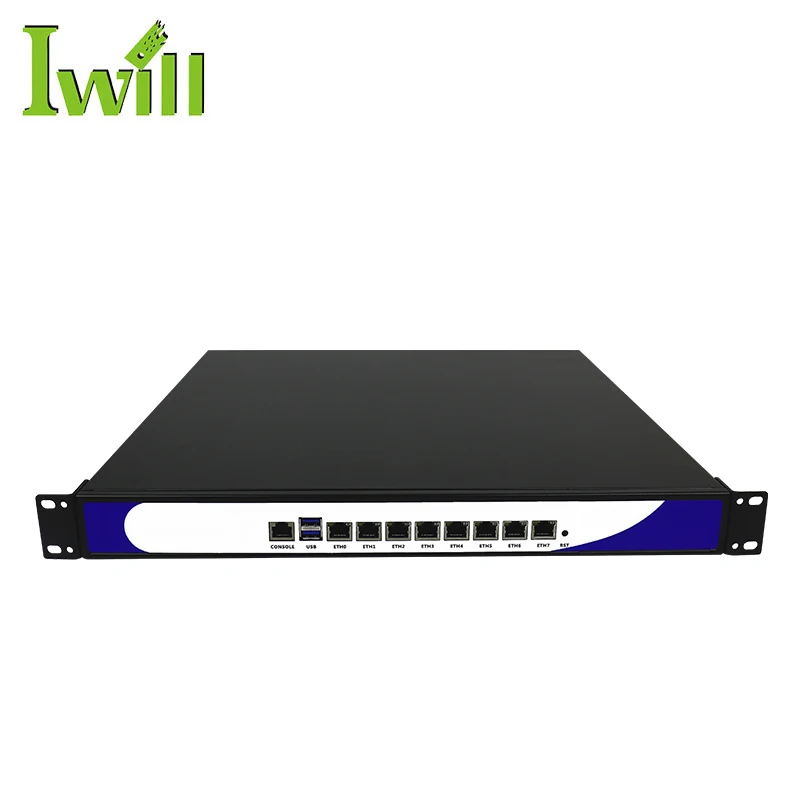 Core 6th i3-6100 i5-6200 i7-7500 CPU 1U Server Rack Mounting 8*i211-AT LAN Firewall Server Support Pfsense AES-NI