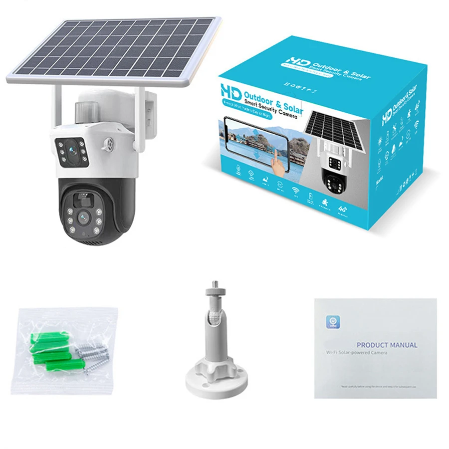 Factory Selling Directly Waterproof 4G Solar Camera Wireless Wifi 4G Dual Lens Battery Solar Powered Camera