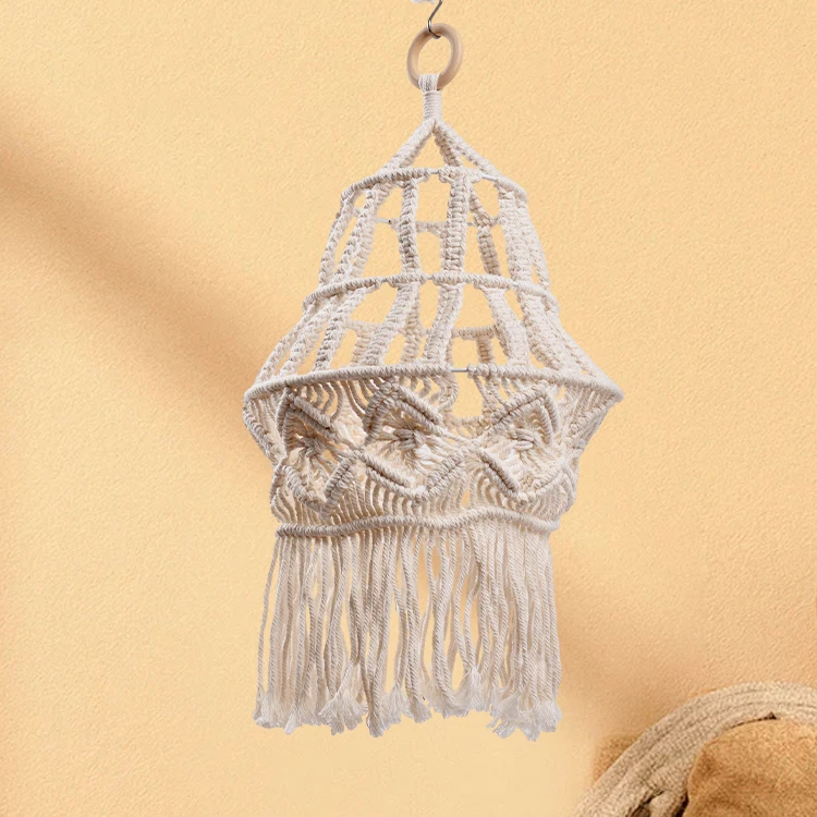 Home Decor Raw Materials Lampshade Boho Macrame Lampshade Cotton Rope For Dinning Room