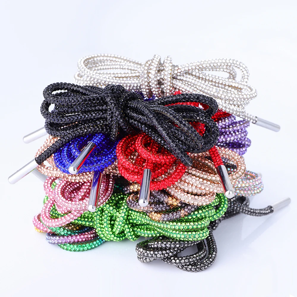 QY Wholesale High Quality 6mm Rhinestones Rope Trimming Cotton Lace Cord Rhinestones Strip For Shoes Hoodie