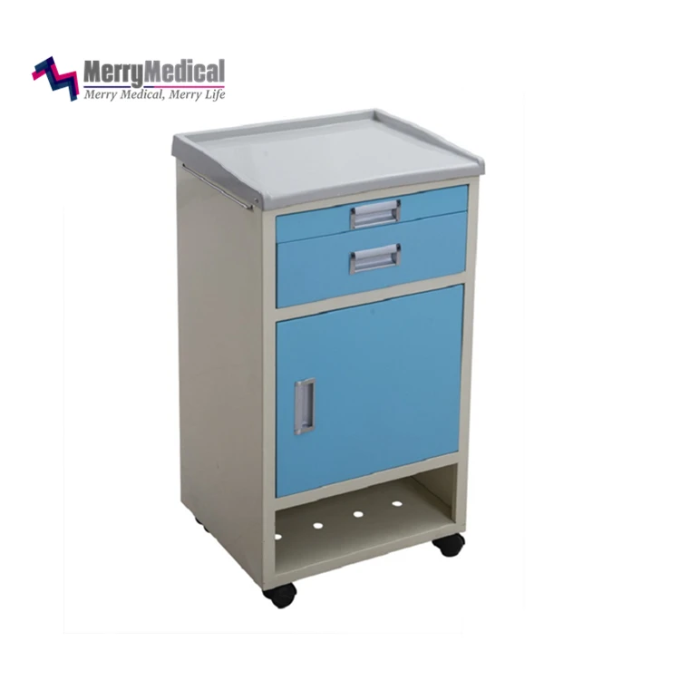 Powder coating Metal Hospital Bedside Locker with shoes rack