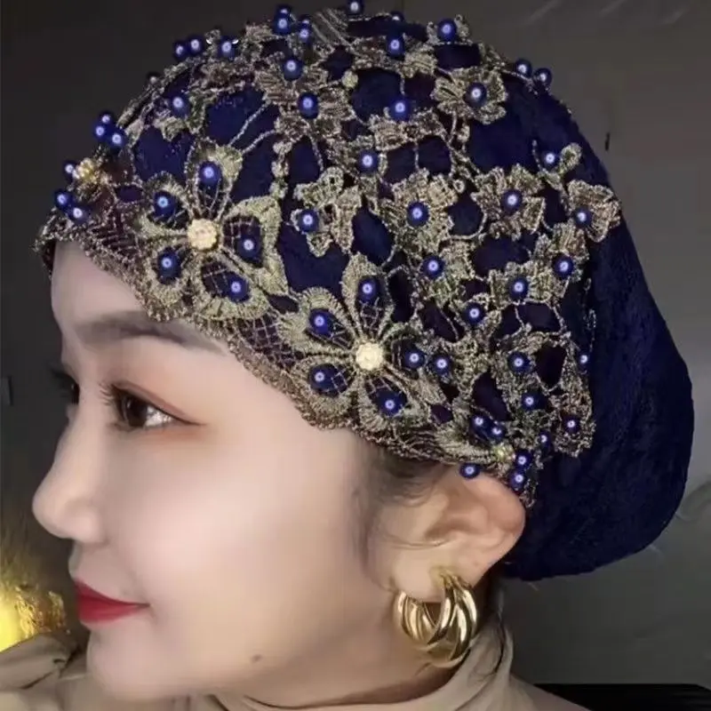2024 Wholesale New Casual Ladies Satin Headwraps Scarf Muslim Hijab Head Covering Muslim Cap Fashion Women Turban Hat