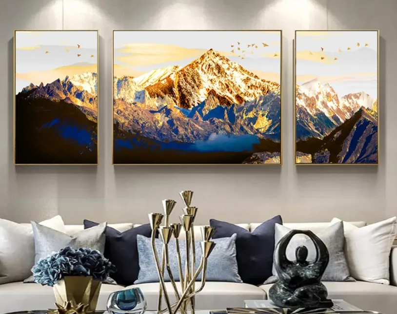 3 panels modern mountain canvas print painting for wall decoration canvas art