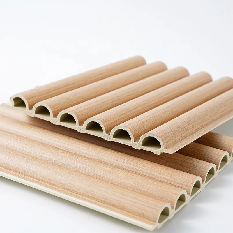 New Trend Wood Plastic Composite Panel Circular Arc Indoor Grille Wallboard WPC Interior Wall Panel For Hotels