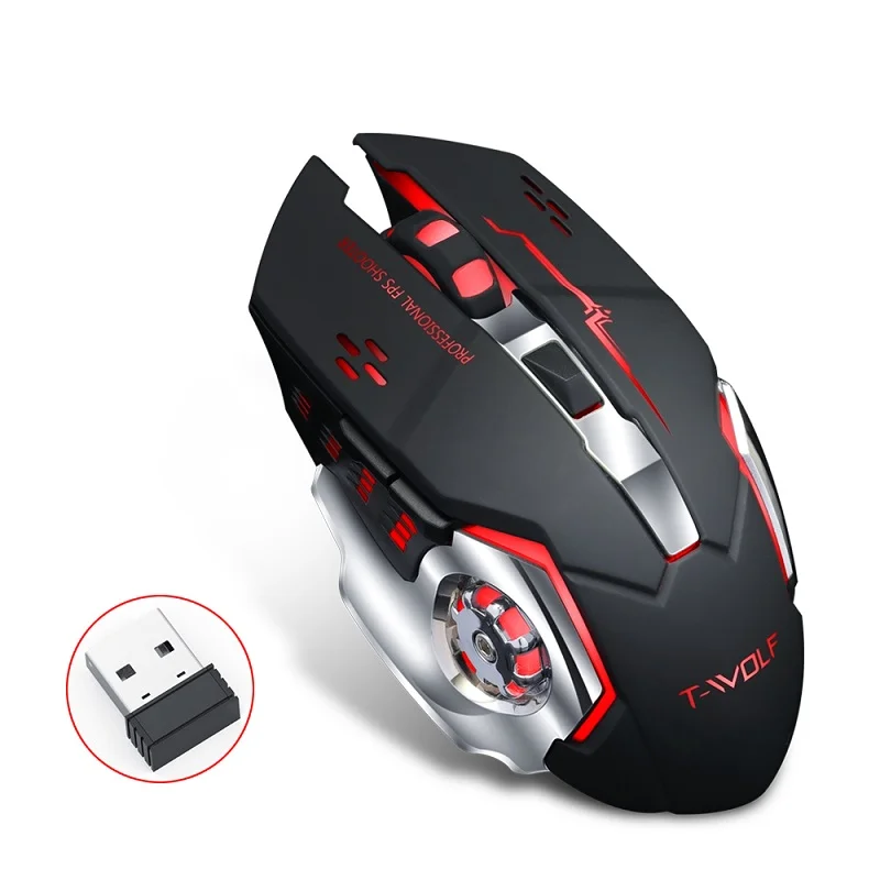 
BAJEAL Q13 LED Backlit USB Optical Ergonomic Rechargeable Wireless Mouse for Gaming Laptops Computer Mouse Gamer LOL 