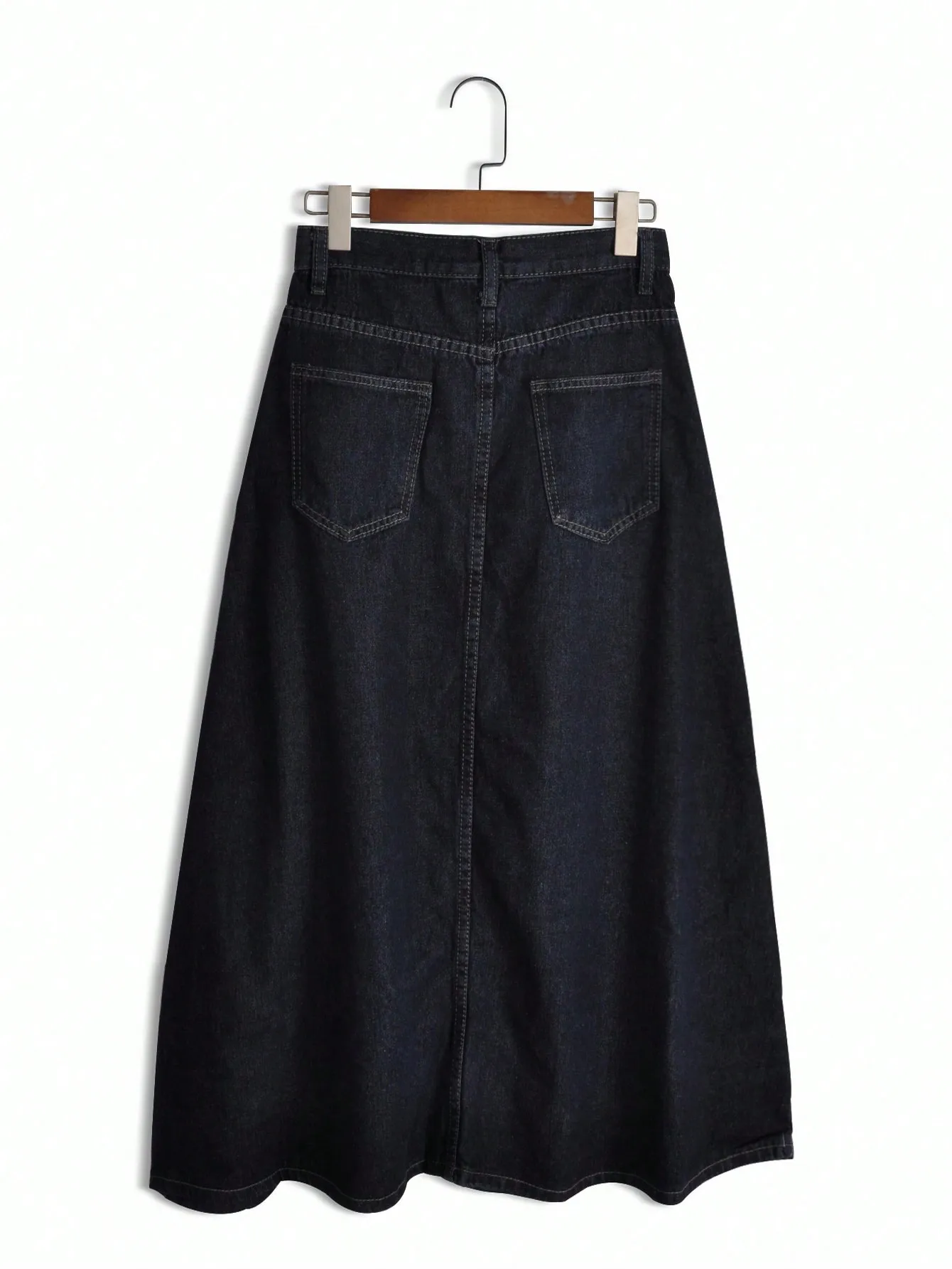 Free Sample Women Jeans Skirts Ladies Denim Blue All-Match Ulzzang Stylish Popular College Girls High Waist Denim Midi Skirt