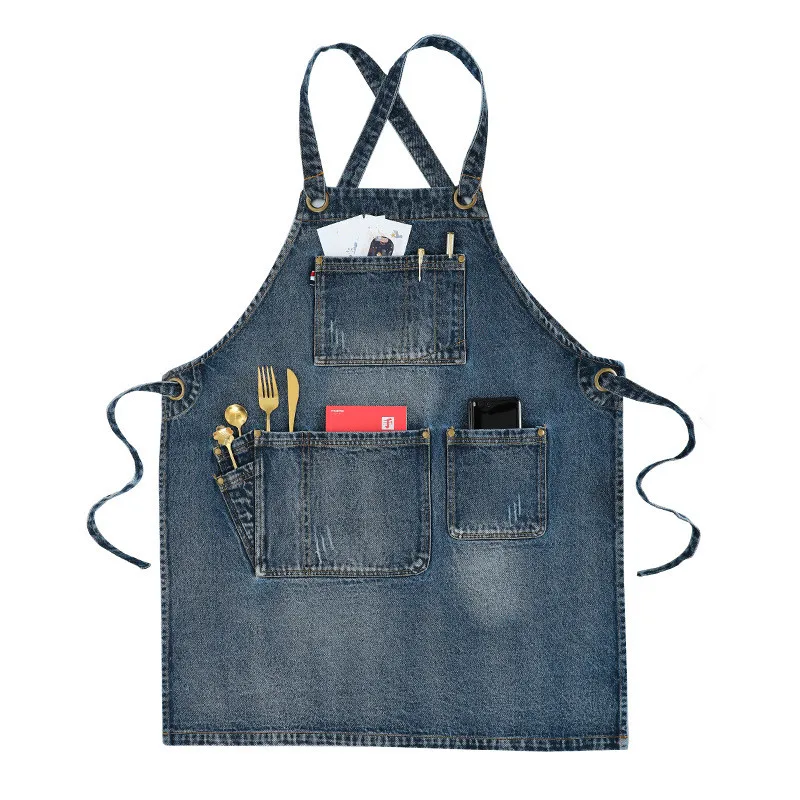Denim apron coffee shop restaurant milk tea work baking special tool bbq apron