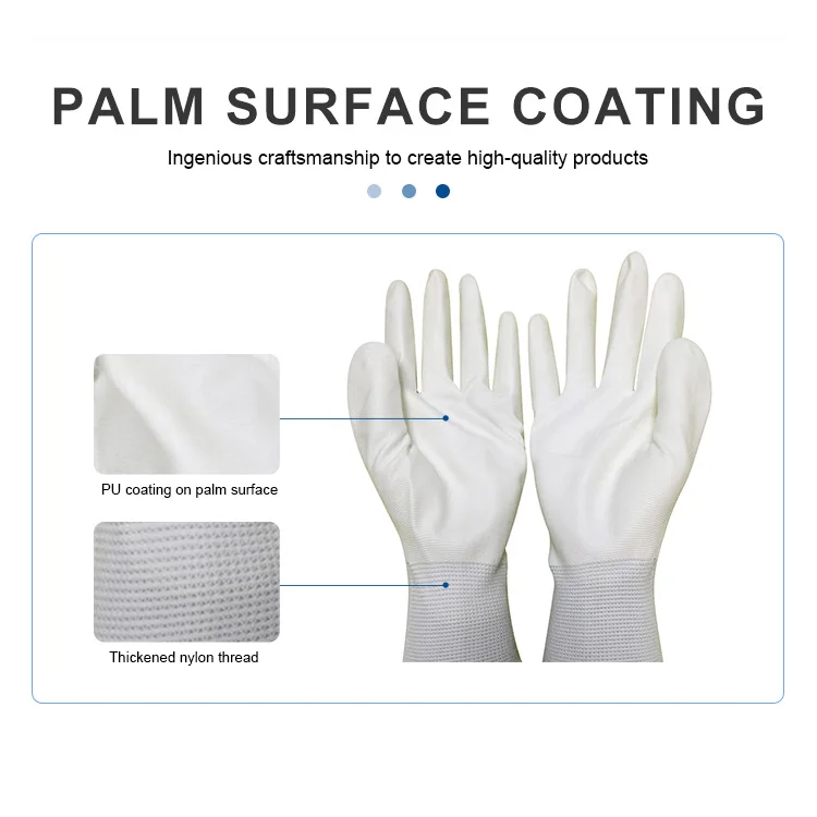 Black Nylon PU Lightweight Gloves ESD Anti Static Black PU Coated Safety PU Work Gloves with 13 gauge polyester knitted