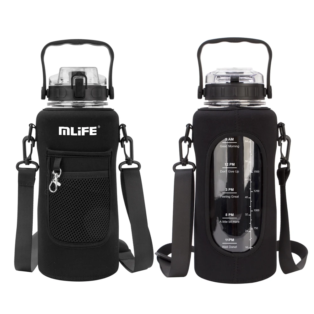 1 gallon BPA free reusable fitness water jug 64oz 2l 2 liter 2.2l Motivational Sport Plastic Custom Gym Gallon Water Bottle