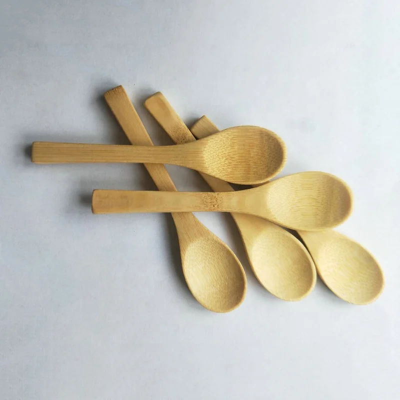 
Eco-Friendly Reusable Small Solid Bamboo Wood Spice Salt Sugar Mini Bamboo Ice Cream Spoon 