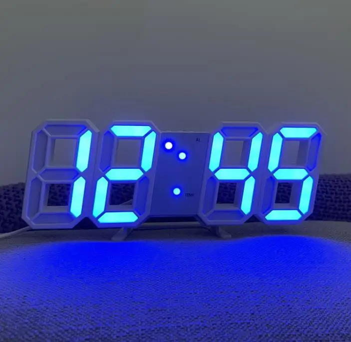 3D LED Digital Clock Luminous Fashion Wall Clock Multifunctional Creative USB Plug in Electronic Clock