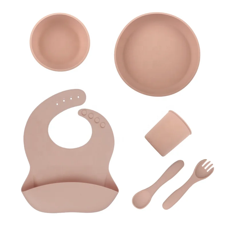 KASU Child Plate Baby Plates Sets Baby Feeding Dish Suction Baby Silicone Tableware Plate Bowl With Spoon