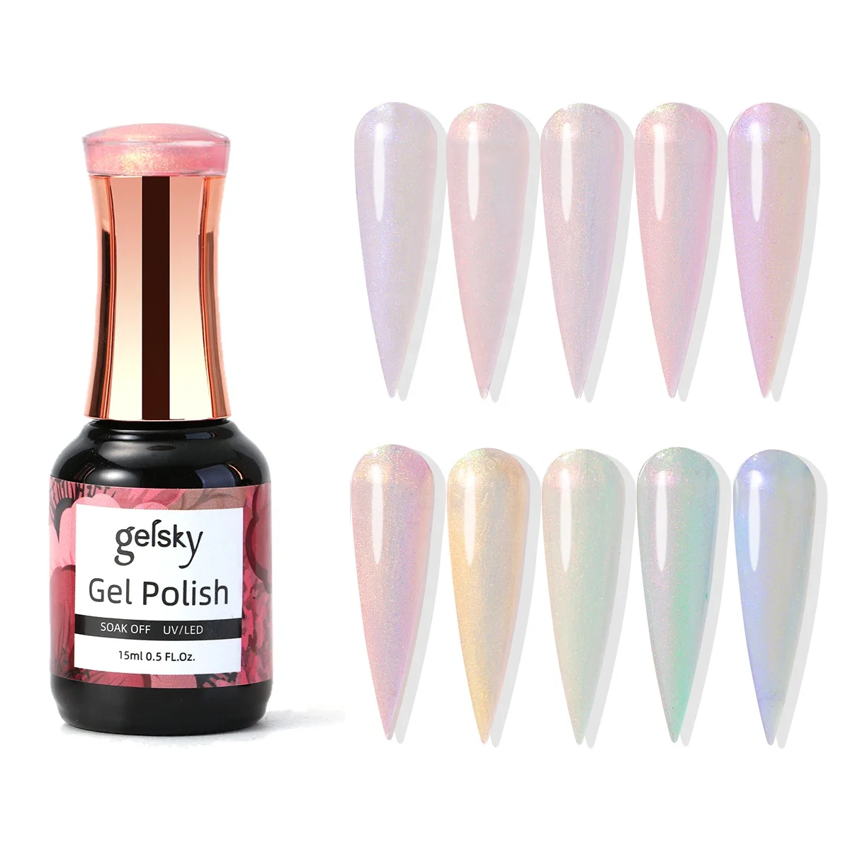 Gelsky Wholesale Resin Uv Gel Polish Aurora Gel Polish Hema Free Holographic Chrome Korean Gel Nail Polish