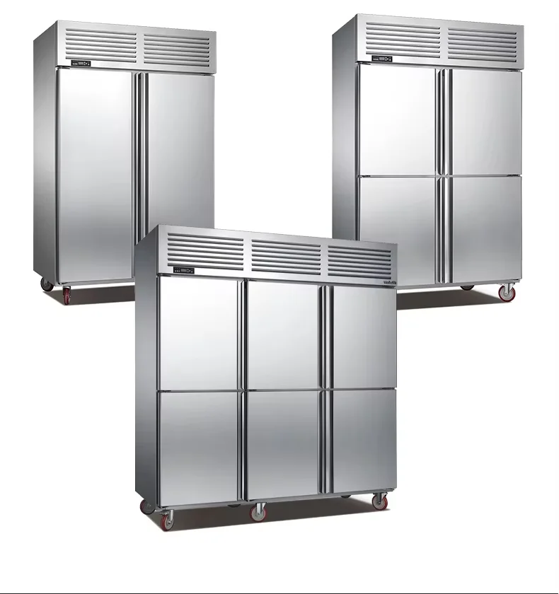 Double-Temperature 1000L Upright Freezer 304 Stainless Steel Commercial Upright Four Door Chiller Refrigerator