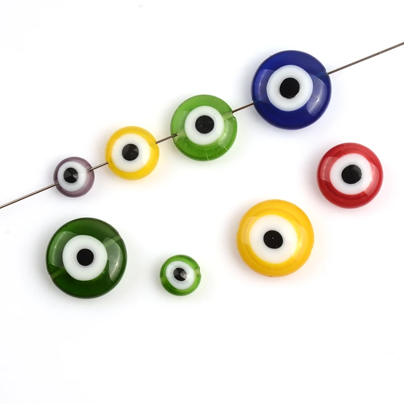 Wholesale Flat Round Shape Colorful Eye Glazed Beads millefiori Glass Beads for DIY Jewelry Making