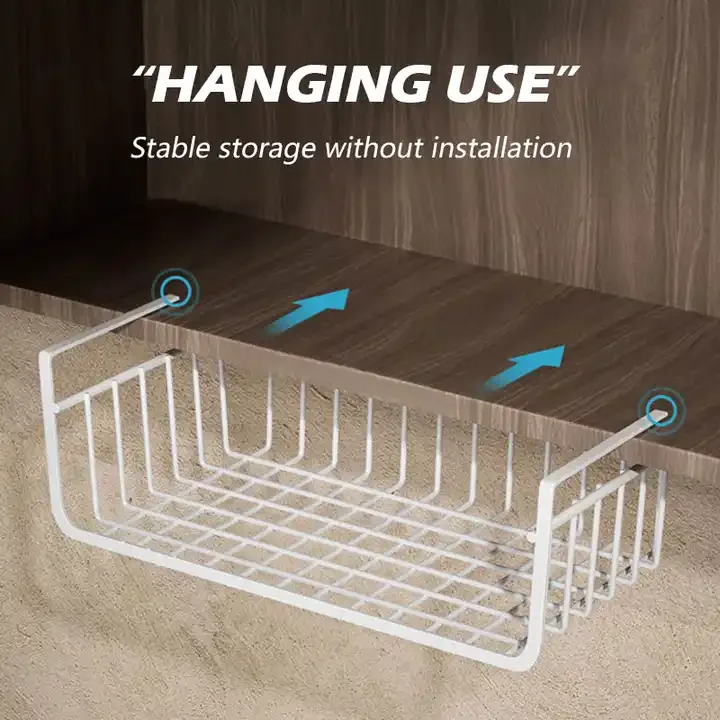 Hot Selling Metal Hanging Shelf Storage Punch-free Cabinet Storage Shelf Wire Organizer Basket
