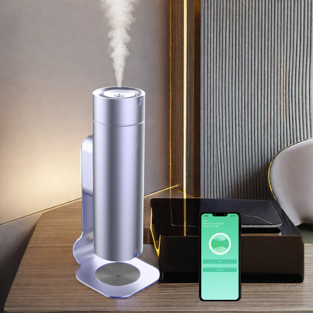 Wholesale ODM App Controlled Elegant Round Portable Aromatherapy Oil Diffuser USB Home Hotel Scent Tower