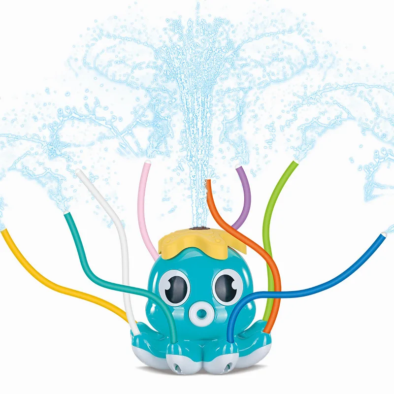 2024 Factory Wholesale Summer Outdoor Water Spray Sprinkler Toys Automatic Rotating Cartoon Octopus Spraying Water Toy For Kids