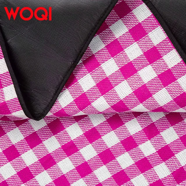 WOQI Popular Outdoor Foldable Plaid Picnic Blanket Fashionable Waterproof Beach Mat Soft and Portable with Recyclable Feature