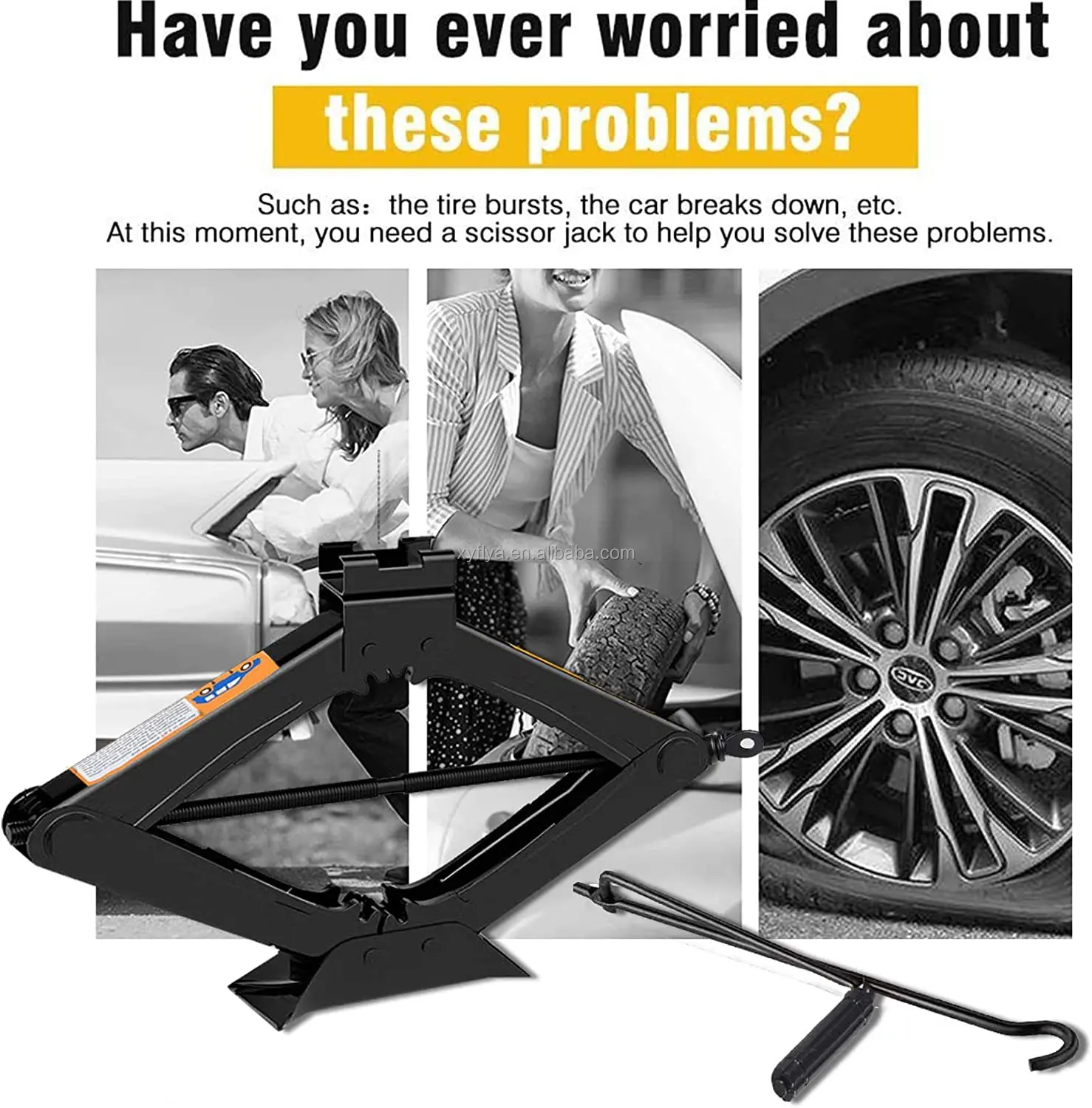 1T 2T Compact Hand Crank Car Jack Kit Auto Repair Tools Mini Jack Scissor Jack for Car Auto SUV