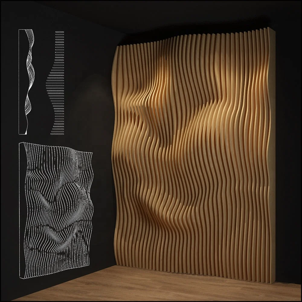 3d texture wave panel for hotel wall decoration