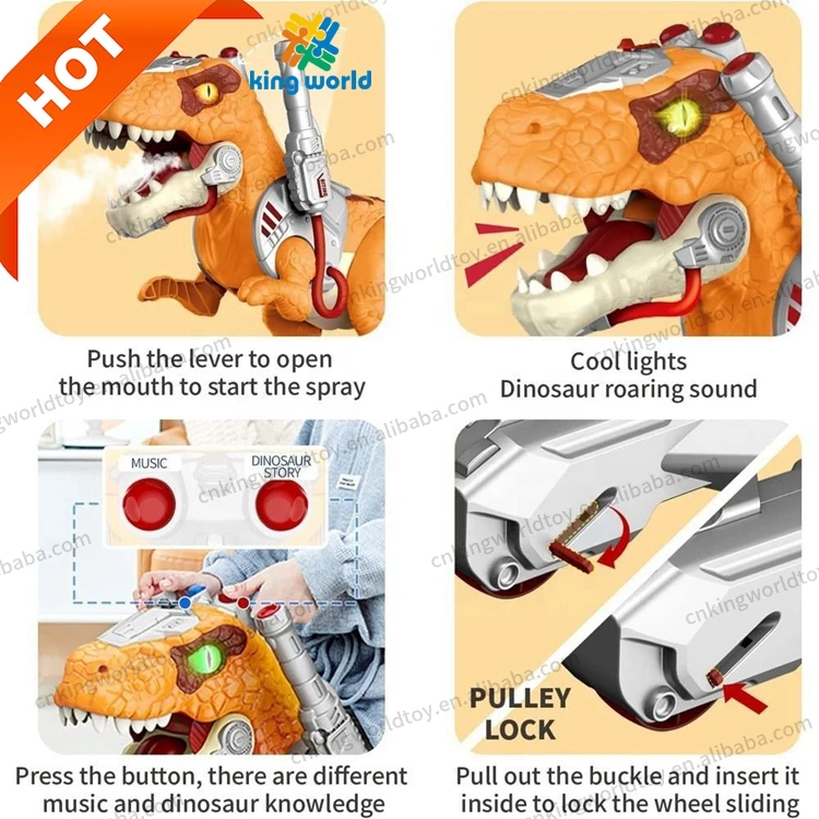Electric Animal Spraying Smoke Dinosaur Roaring Sound Kids Big Size Sliding Ride On Dinosaur Scooter with Music and Light