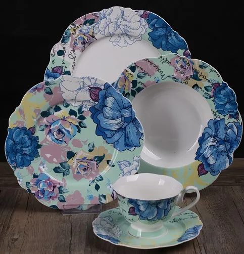 12-14 Inch Porcelain Flower Oval Shaped Dishes Plate Ceramic Fish Plates For Home Hotel Restaurant