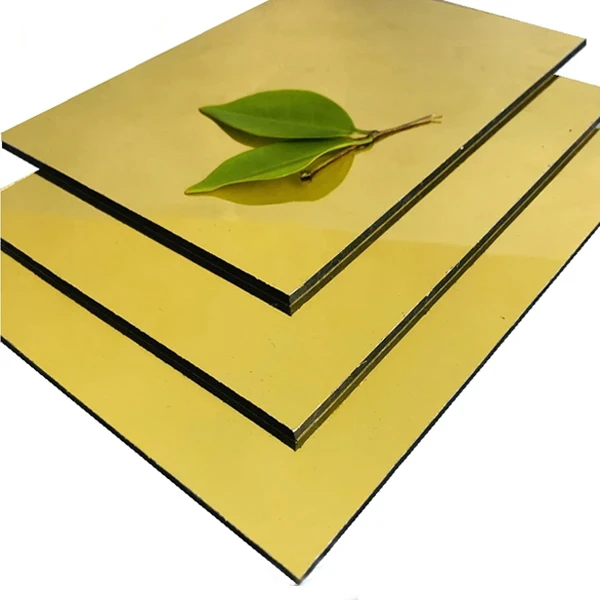 China 1220 X 2440mm Golden B1 Aluminium Composite Mirror Sheet Alucobond ACP Panel for Wall Cladding