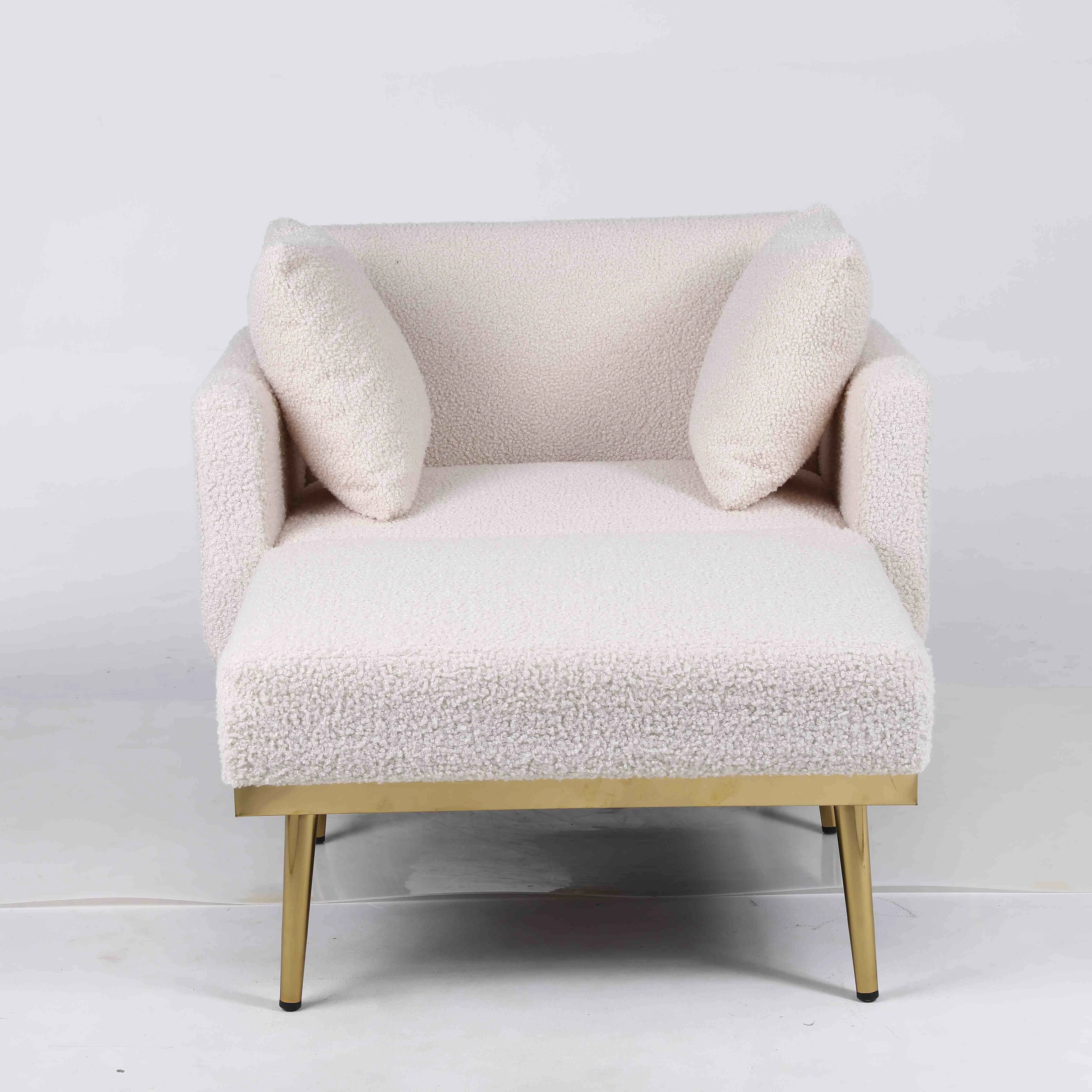 HG-8 single bed Sofa with footstool Single sofa bed Wide Tufted Lamb wool  Flared Arms Reclining Chaise Lounge