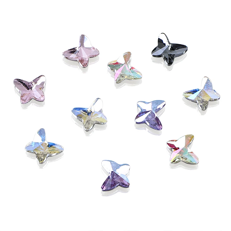 High Quality K9 crystal Fancy Stone butterfly Shape flat Back Rhinestones wholesale crystal For Nails jewelry accessories
