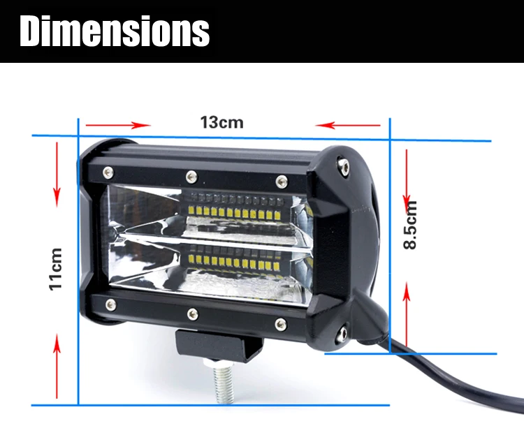 Factory Price 72W LED Work Driving Light Bar IP68 Spotlight LED Pods Lamp white yellow 6000k 3500k For Truck ATV UTV SUV
