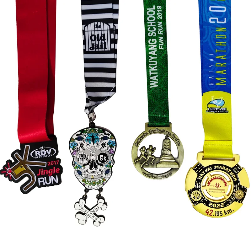 Souvenir Medal High Quality Custom Zinc Alloy Metal with Ribbon Sports Medal Folk Art Souvenir Gift Customized Size Round OEM