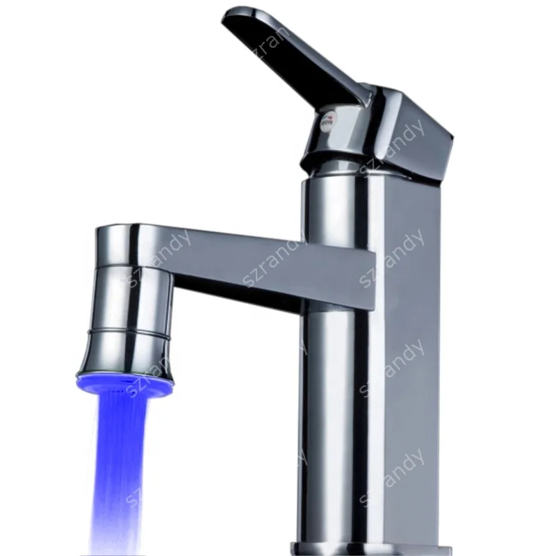 Single Red Color Brass water glow kitchen faucet