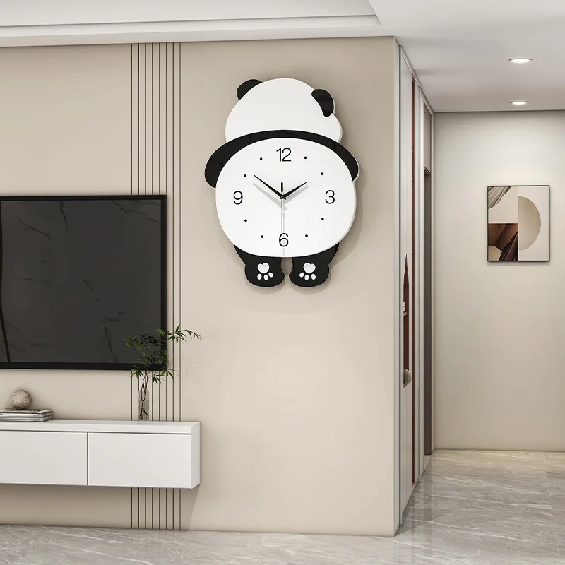 Wholesale of Modern MDF Silent Wall Clocks Creative Giant Panda Decorative Wall Clocks 3d