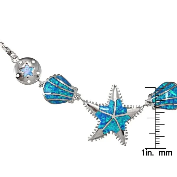 Wholesale Jewelry For Christmas Gift Starfish and Shell Opal Pendant 925 Silver Jewelry Necklace