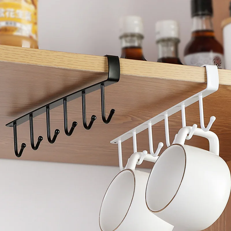 Kitchen hook Iron cabinet storage rack Multi-functional row hook wardrobe organizer Kitchen traceless cabinet hook